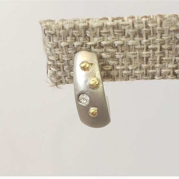 MATTE Silver-tone Rhinestone Embellished Huggie Hoop Earrings - Picture 3 of 5